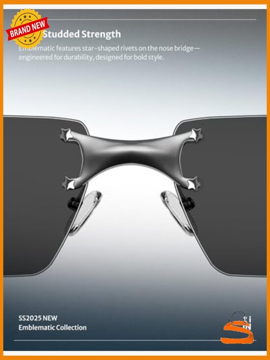 Rimless Rectangle Y2K Sunglasses Retro Metal Frameless Tinted Lens UV400